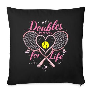 Tennis Doppel fürs leben Freunde - Sofakissen mit Füllung 45 x 45 cm - Schwarz - Vorne