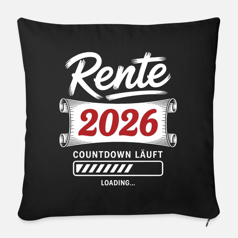 Rente 2026 Countdown Läuft - Sofakissen mit Füllung 45 x 45 cm - Schwarz