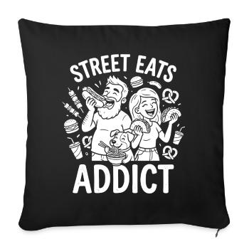 Street Eats Addict : Nourriture de rue en famille - Coussin et housse de 45 x 45 cm - noir - Devant
