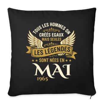 Anniversaire Mai 1965 - Coussin et housse de 45 x 45 cm - noir - Devant