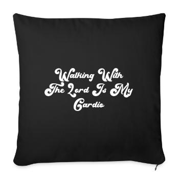 Walking With The Lord Is My Cardio - Sofa pillow with filling 45cm x 45cm - black - Front