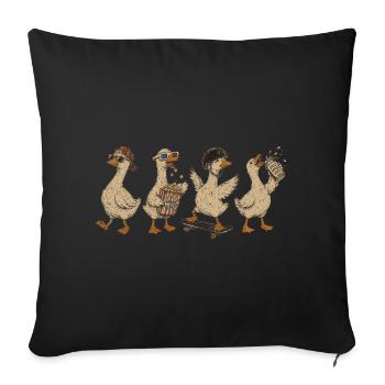 Retro Quack: Skateboard Quacks - Sofa pillow with filling 45cm x 45cm - black - Front
