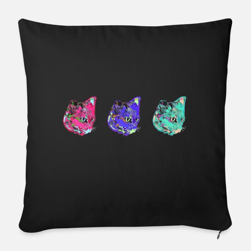 katzen, bunt,pop-art, kunst,warhol,graffiti,katze - Sofakissen mit Füllung 45 x 45 cm - Schwarz