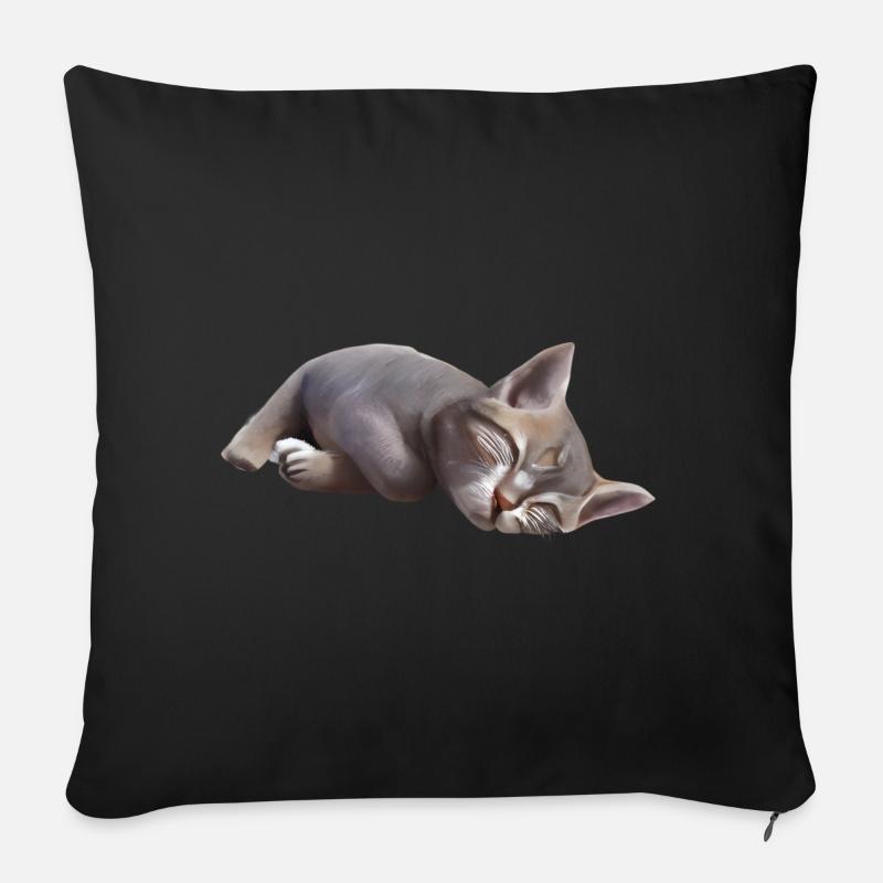 Schlafende Katze - Sofakissen mit Füllung 45 x 45 cm - Schwarz