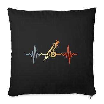 Tiermedizin Spritze EKG - Sofakissen mit Füllung 45 x 45 cm - Schwarz - Vorne