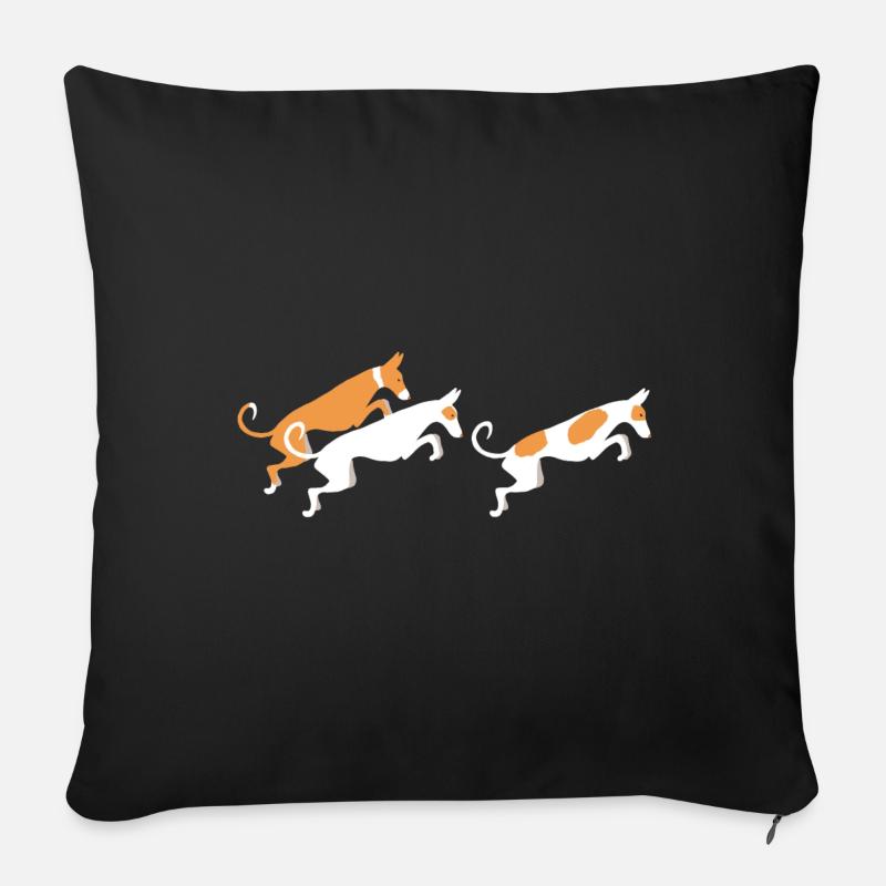 Three podencos - Sofa pillow with filling 45cm x 45cm - black