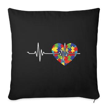 Autism Awareness Heartbeat Puzzle Love - Sofa pillow with filling 45cm x 45cm - black - Front