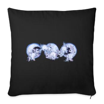 Niedliche Häschen Hasen auf Mond mit Sternen - Sofakissen mit Füllung 45 x 45 cm - Schwarz - Vorne