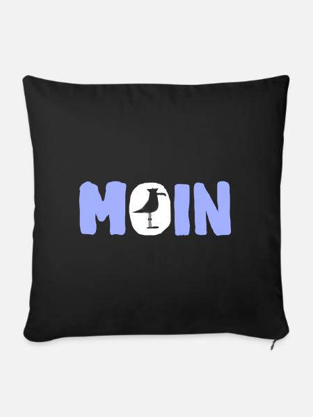 Moin mit die Möwe - Sofakissen mit Füllung 45 x 45 cm - Schwarz
