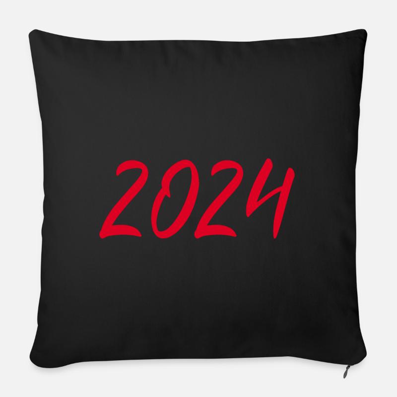 2024 Silvester Neujahr rot - Sofakissen mit Füllung 45 x 45 cm - Schwarz