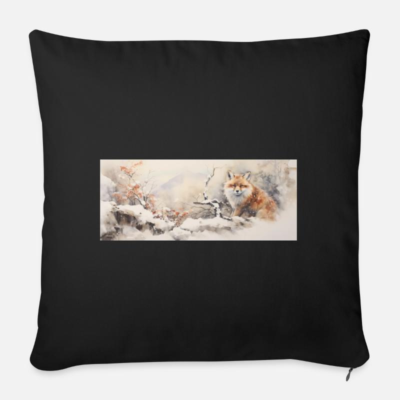 Niedlicher kleiner Fuchs - Sofakissen mit Füllung 45 x 45 cm - Schwarz