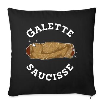 saucisse bretonne - Coussin et housse de 45 x 45 cm - noir - Devant