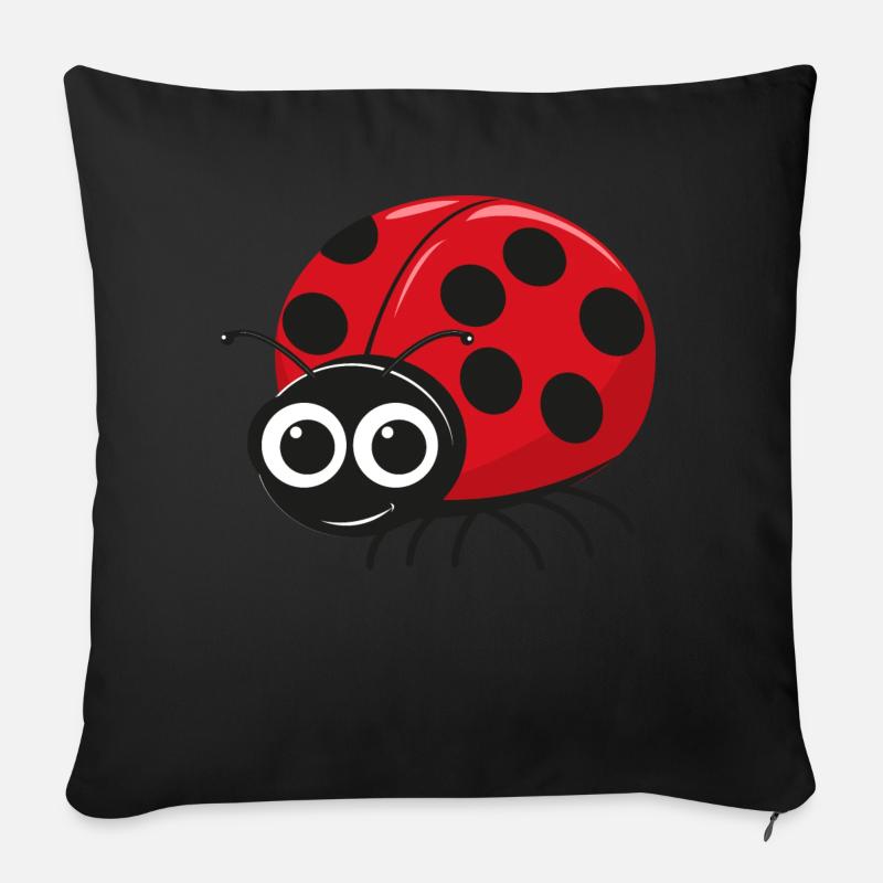 Marienkäfer Tierbild Tiermotiv Comic Kinder Punkte - Sofakissen mit Füllung 45 x 45 cm - Schwarz