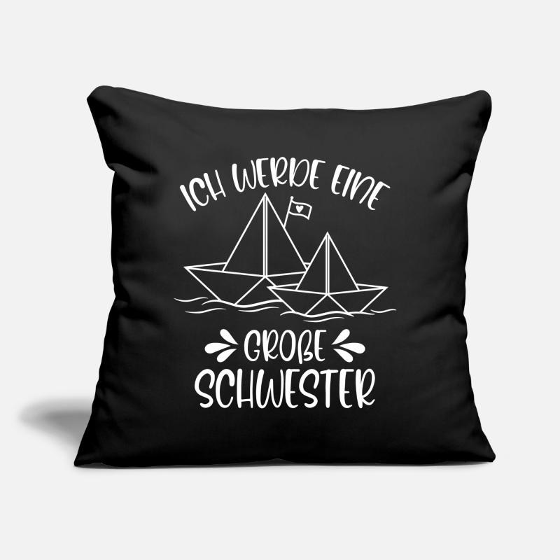 Ich werde eine große Schwester Papierschiff Schiff Sofakissen mit Füllung 45 x 45 cm