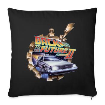 Retour Vers Le Futur 2 Logo Avec Voiture DeLorean - Coussin et housse de 45 x 45 cm - noir - Devant
