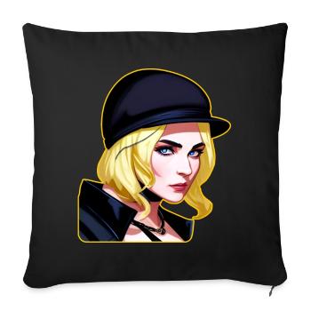 Blonde girl in cool steampunk style - Sofa pillow with filling 45cm x 45cm - black - Front