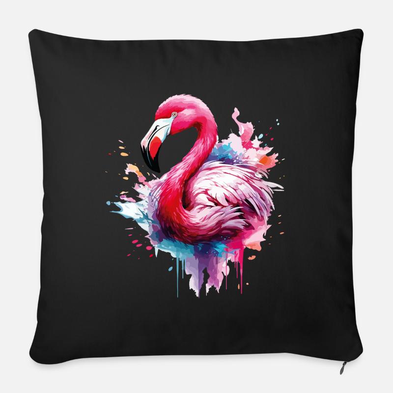 Flamingo Vogel Exotisch Sommer Splash Rosa Pink - Sofakissen mit Füllung 45 x 45 cm - Schwarz