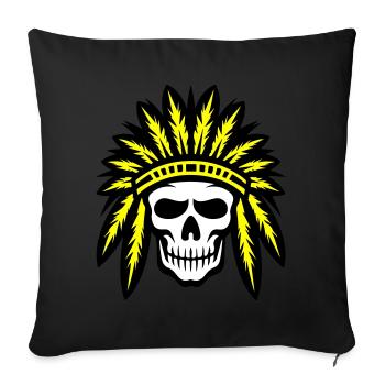 Apache Indian Chief Skull - Sofa pillow with filling 45cm x 45cm - black - Front
