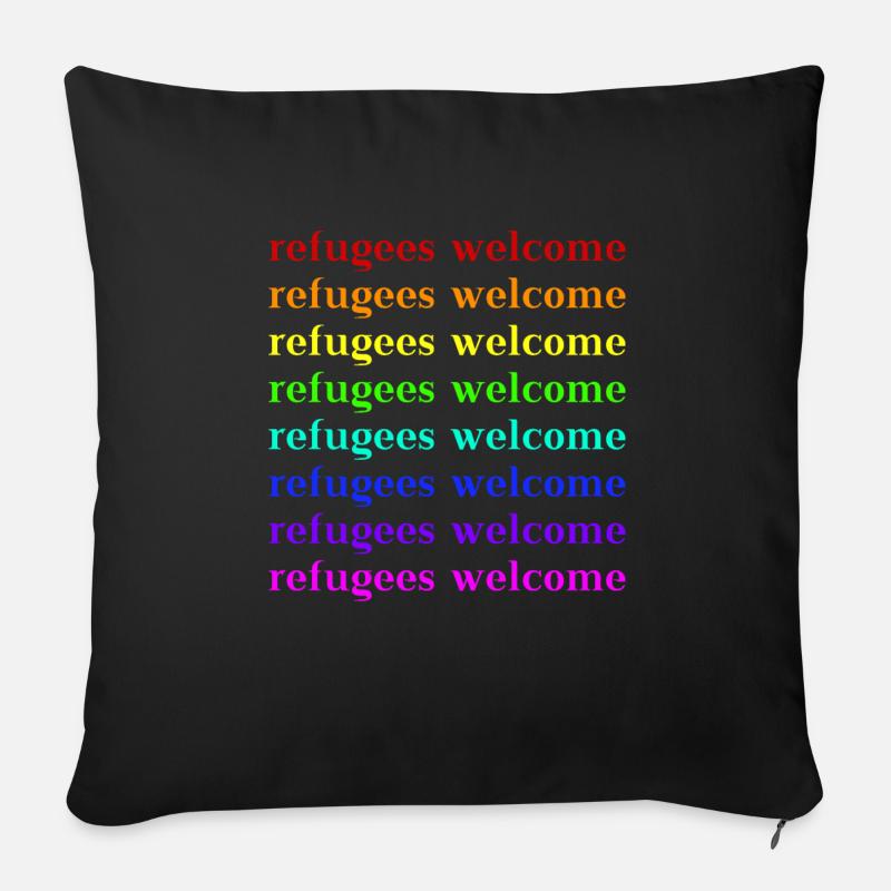 Refugees Welcome Geschenkidee - Sofakissen mit Füllung 45 x 45 cm - Schwarz