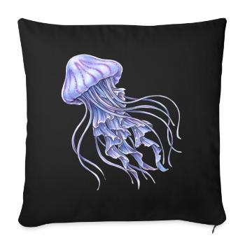 Blau Violett Qualle Geschenk Meer Ozean - Sofakissen mit Füllung 45 x 45 cm - Schwarz - Vorne