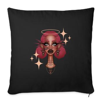 Angel - Sofa pillow with filling 45cm x 45cm - black - Front