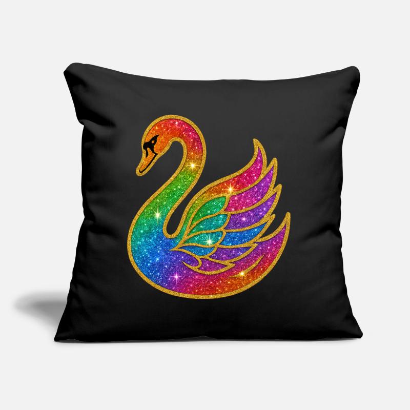 Regenbogen Glitzer Schwan Mutter Sofakissen mit Füllung 45 x 45 cm