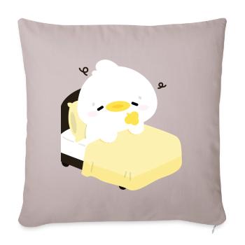 Canard douillet et endormi sur un lit jaune - Coussin et housse de 45 x 45 cm - taupe clair - Devant