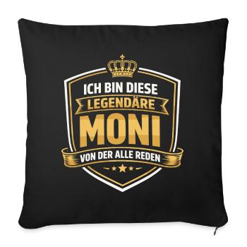 Monika Nom : Idée de cadeau de femme légendaire Drôle - Coussin et housse de 45 x 45 cm - noir - Devant