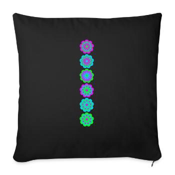 fleurs colorées - Coussin et housse de 45 x 45 cm - noir - Devant