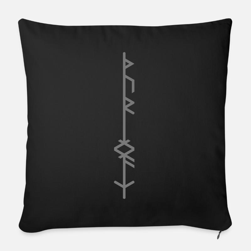 Thüringer « Þuringa » Stab-Binderune, Quantum Runes© - Coussin et housse de 45 x 45 cm - noir