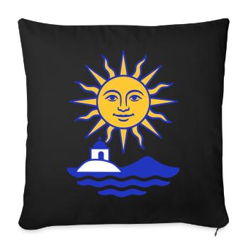 Greece Sun: Sun, Water, Chapel - Sofa pillow with filling 45cm x 45cm - black - Front