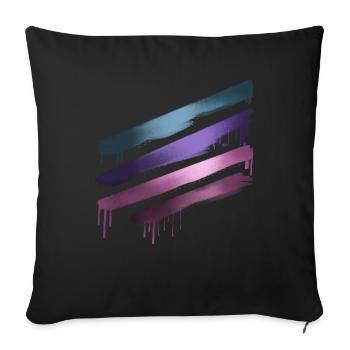 strip,painting,abstract,metallic,graffiti,pink - Sofa pillow with filling 45cm x 45cm - black - Front