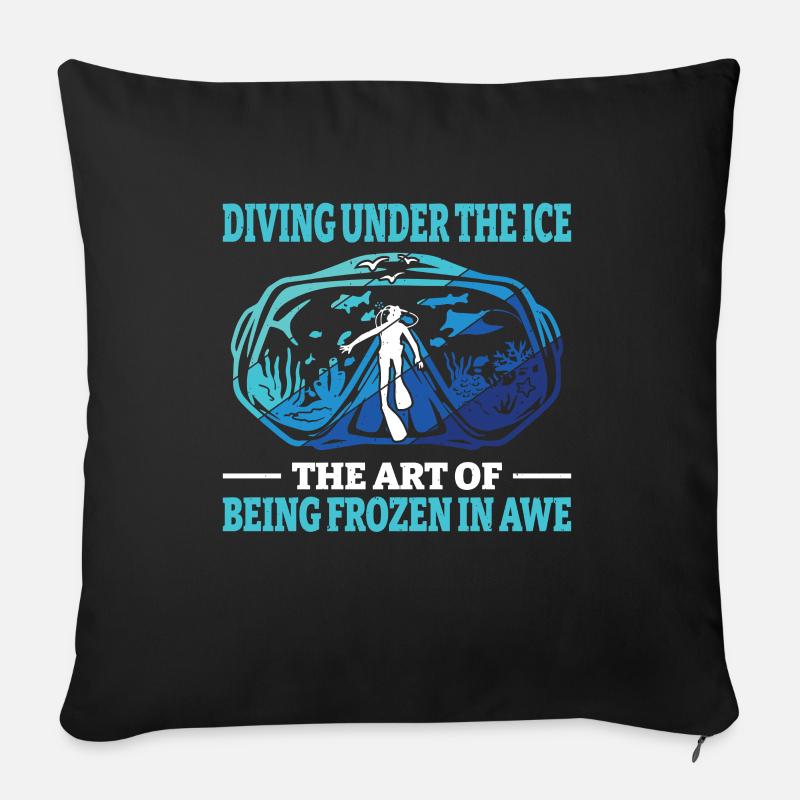 Plongée sous la glace, huards - Coussin et housse de 45 x 45 cm - noir