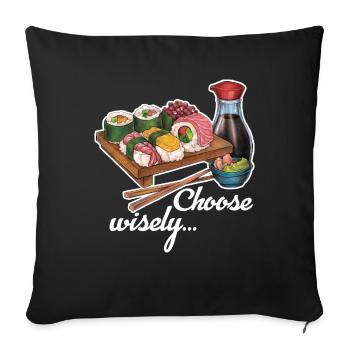 Cooles hangezeichnetes Sushi Geschenk Japan Manga - Sofakissen mit Füllung 45 x 45 cm - Schwarz - Vorne