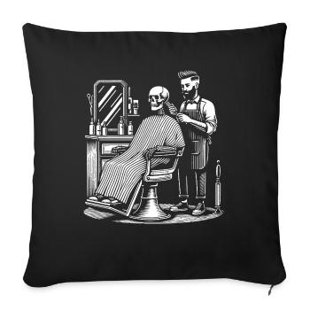 skeleton at the barber - Sofa pillow with filling 45cm x 45cm - black - Front