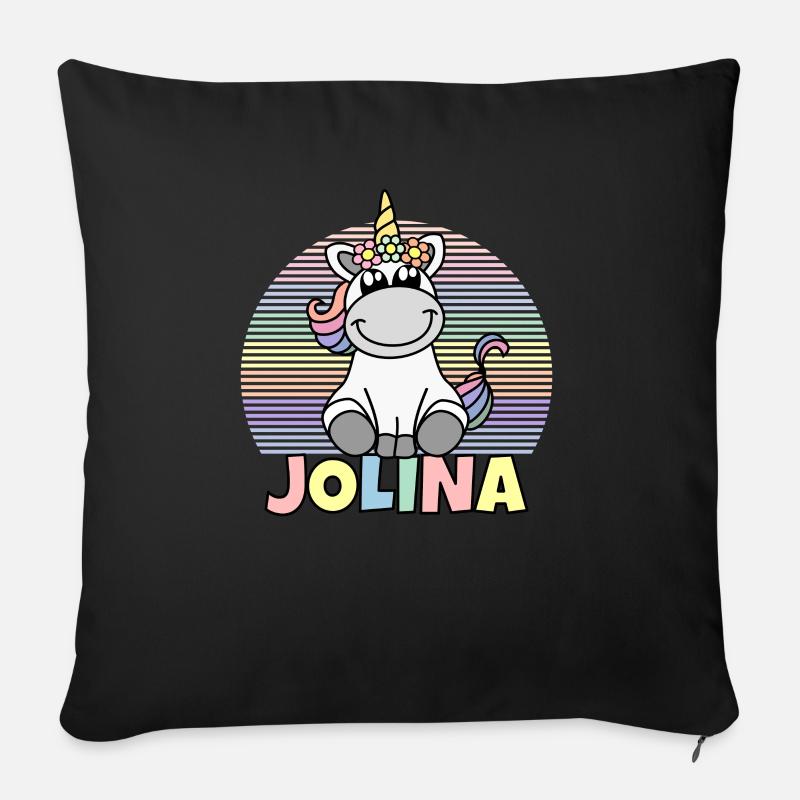Jolina Einhorn Name - Sofakissen mit Füllung 45 x 45 cm - Schwarz
