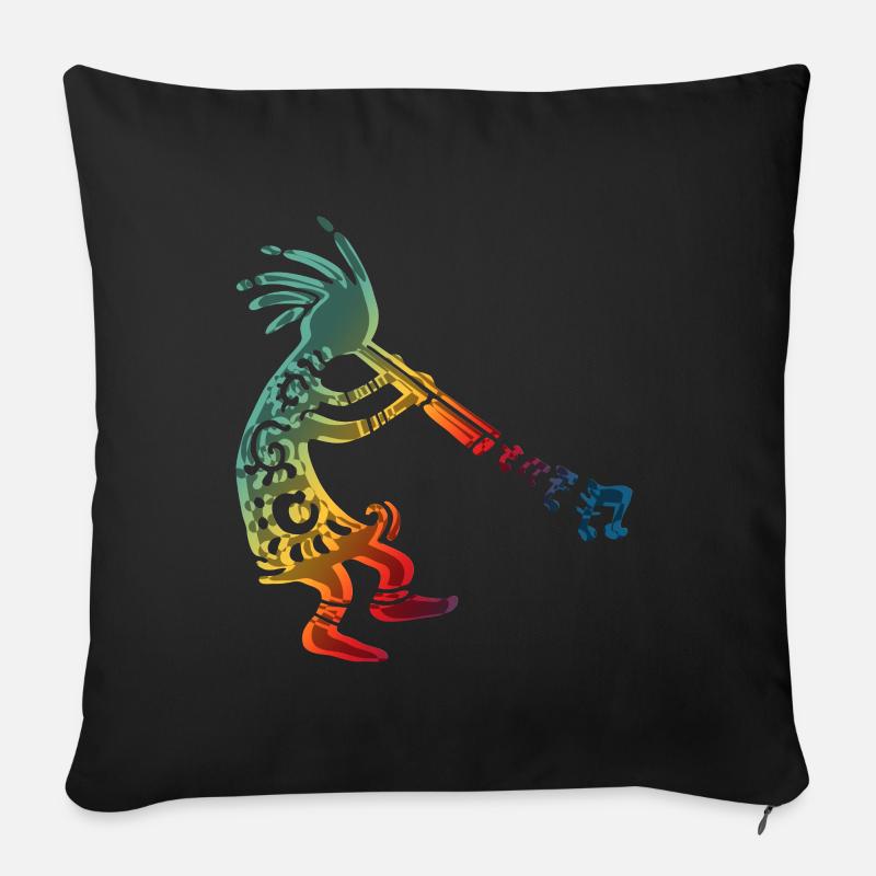 Native American Kokopelli with Music Notes 1 - Sofakissen mit Füllung 45 x 45 cm - Schwarz