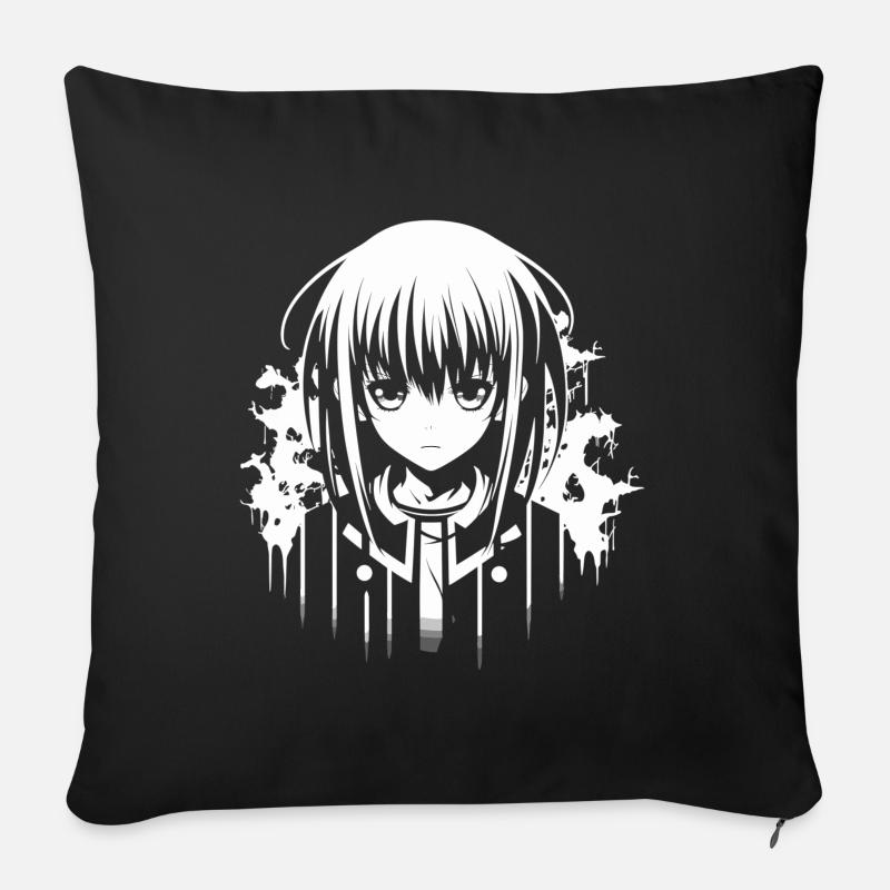 Cool Anime Design - Sofa pillow with filling 45cm x 45cm - black