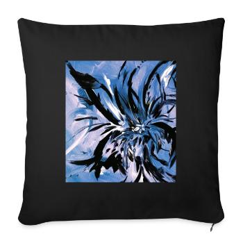 Fleur bleue - Coussin et housse de 45 x 45 cm - noir - Devant