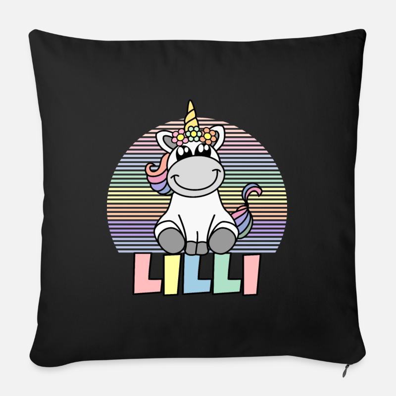 Lilli Einhorn Name - Sofakissen mit Füllung 45 x 45 cm - Schwarz