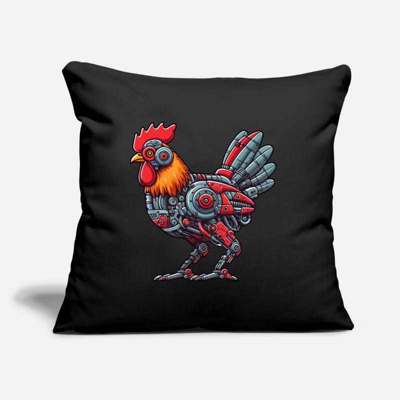 Poulet & Coq Cyborg Conception de Robot Coussin et housse de 45 x 45 cm