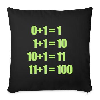 Nerdy Design "0+1+1+1+1": true equations, binary - Sofa pillow with filling 45cm x 45cm - black - Front