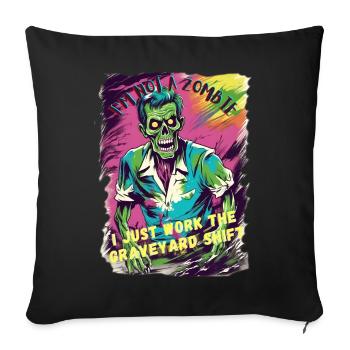 Quart de travail du cimetière zombie - Coussin et housse de 45 x 45 cm - noir - Devant