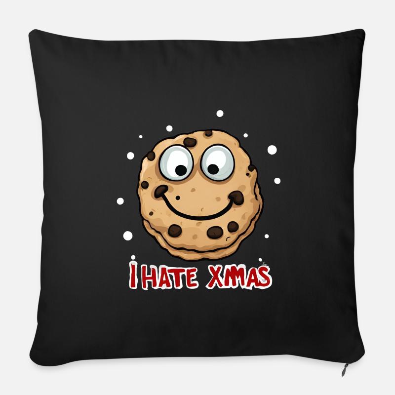 I Hate Christmas Funny Cookie Cookie Mares - Sofa pillow with filling 45cm x 45cm - black