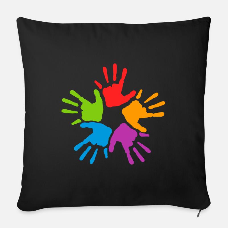 Regenbogen Händs - Sofakissen mit Füllung 45 x 45 cm - Schwarz