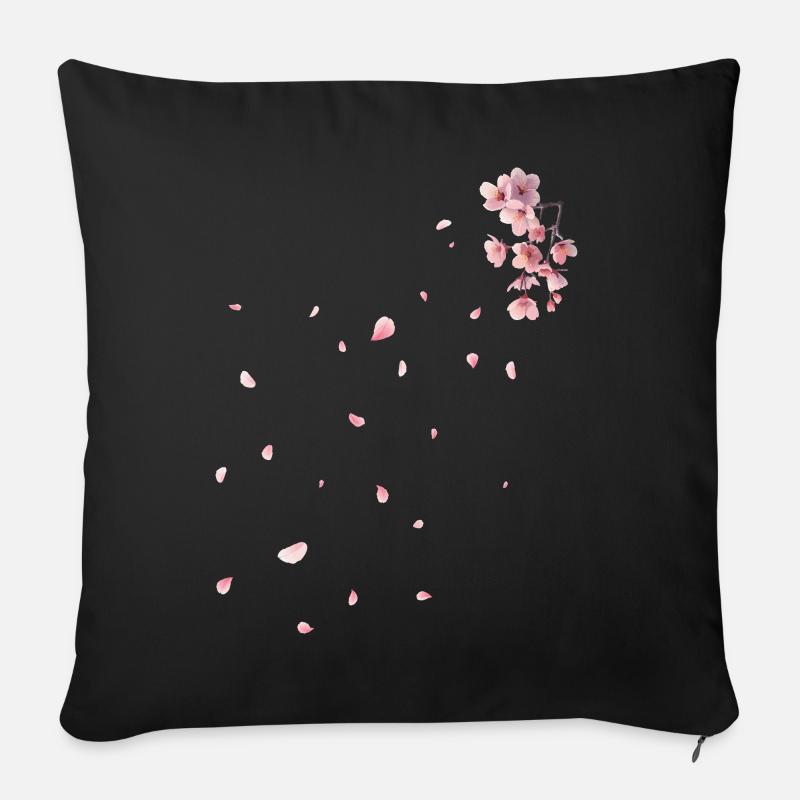 Sakura - Kirschblüten - Sofakissen mit Füllung 45 x 45 cm - Schwarz