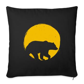 Bär Skandinavien Silhouette Sonne Geschenk - Sofakissen mit Füllung 45 x 45 cm - Schwarz - Vorne