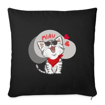 funny cat, Katze miau - Sofakissen mit Füllung 45 x 45 cm - Schwarz - Vorne
