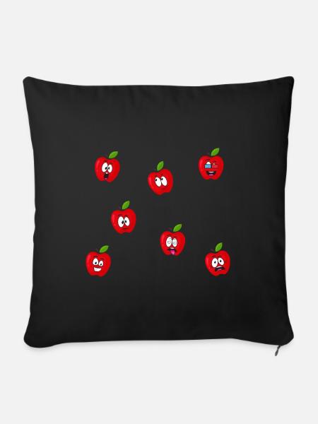 Äpfel - Sofakissen mit Füllung 45 x 45 cm - Schwarz