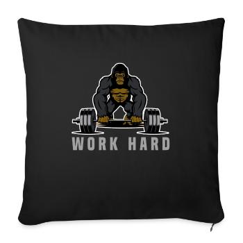 gorille travailler dur entraînement fitness poids force - Coussin et housse de 45 x 45 cm - noir - Devant
